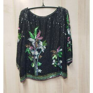 Creative Creations Silk Top Sequins Beading, Large, Shoulder Pads, Made in India